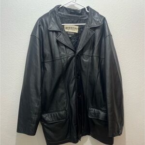 M.Julian WILSONS Black Leather 5-Button Car Coat 1X